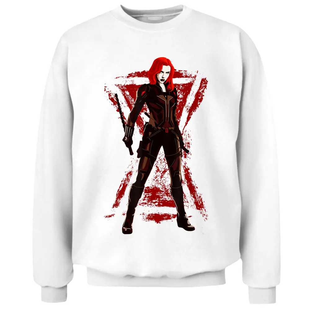 Marvel Black Widow Painted Logo Portrait Pullover Sweatshirt