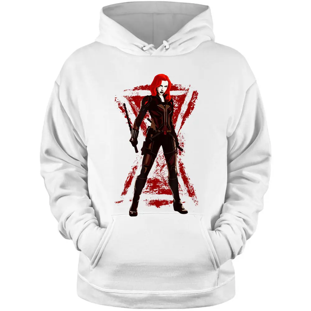 Marvel Black Widow Painted Logo Portrait Pullover Hoodie