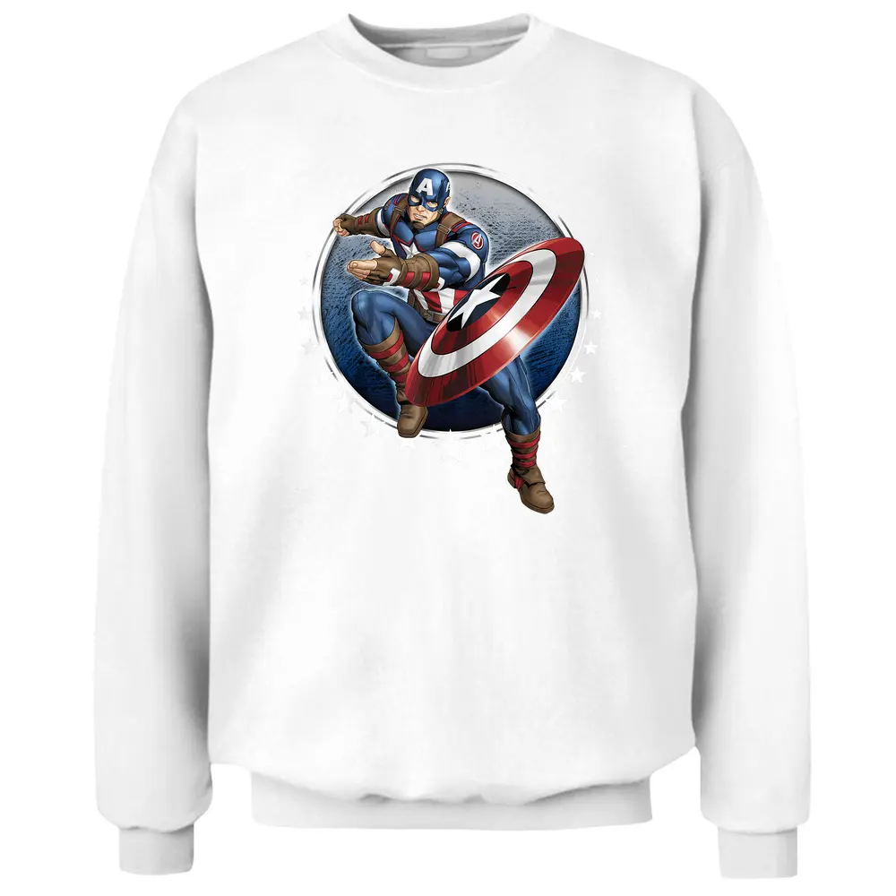 Marvel Captain America Shield Throw Stars Graphic T-shirt Pullover Sweatshirt