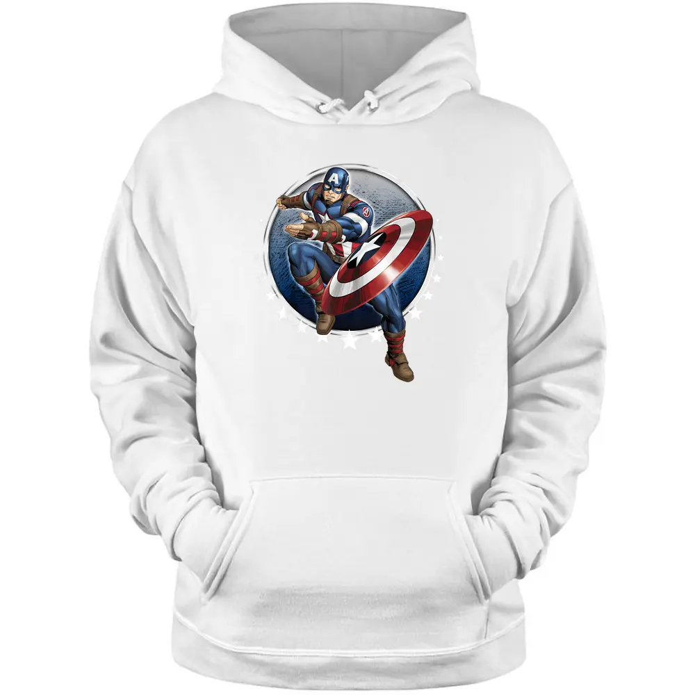 Marvel Captain America Shield Throw Stars Graphic T-shirt Pullover Hoodie