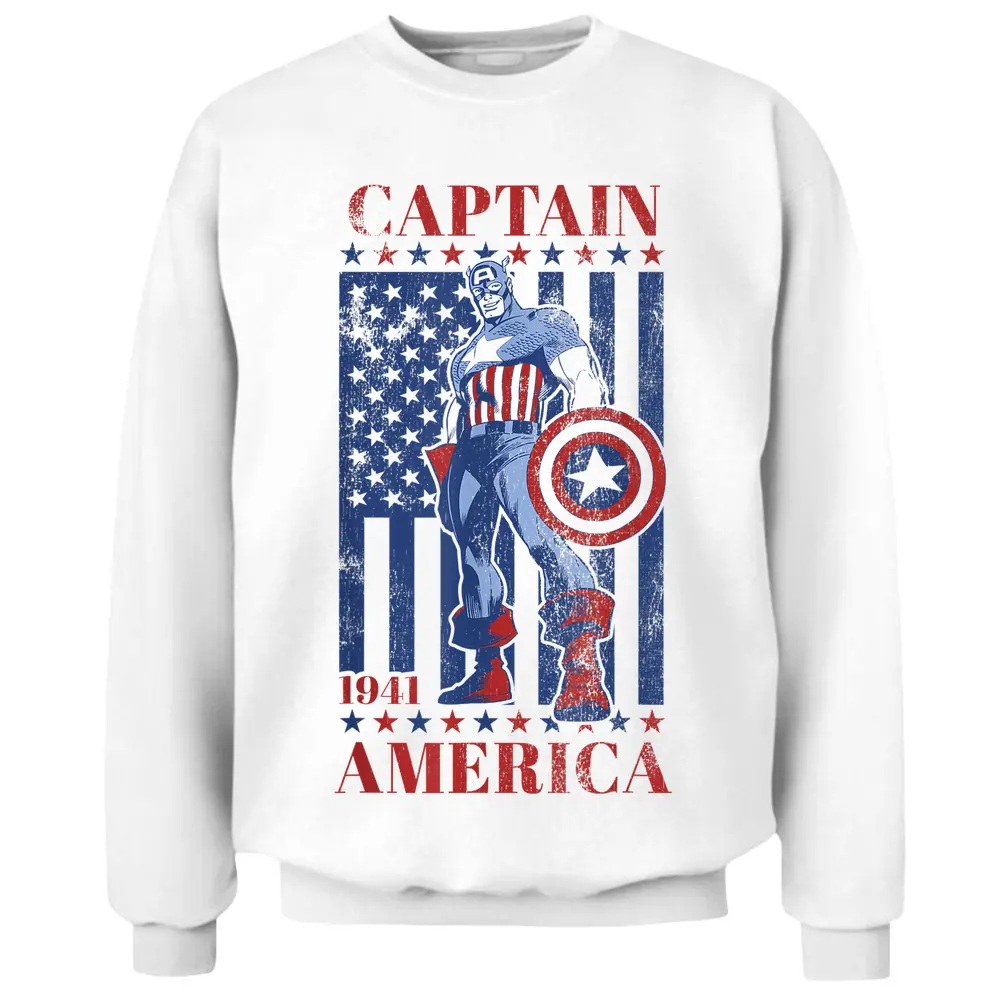 Marvel Captain America Vintage Flag 1941 Graphic T-shirt Pullover Sweatshirt