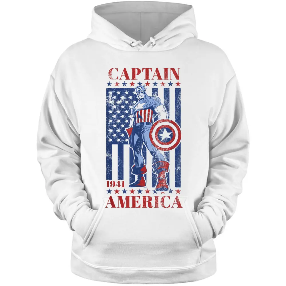 Marvel Captain America Vintage Flag 1941 Graphic T-shirt Pullover Hoodie