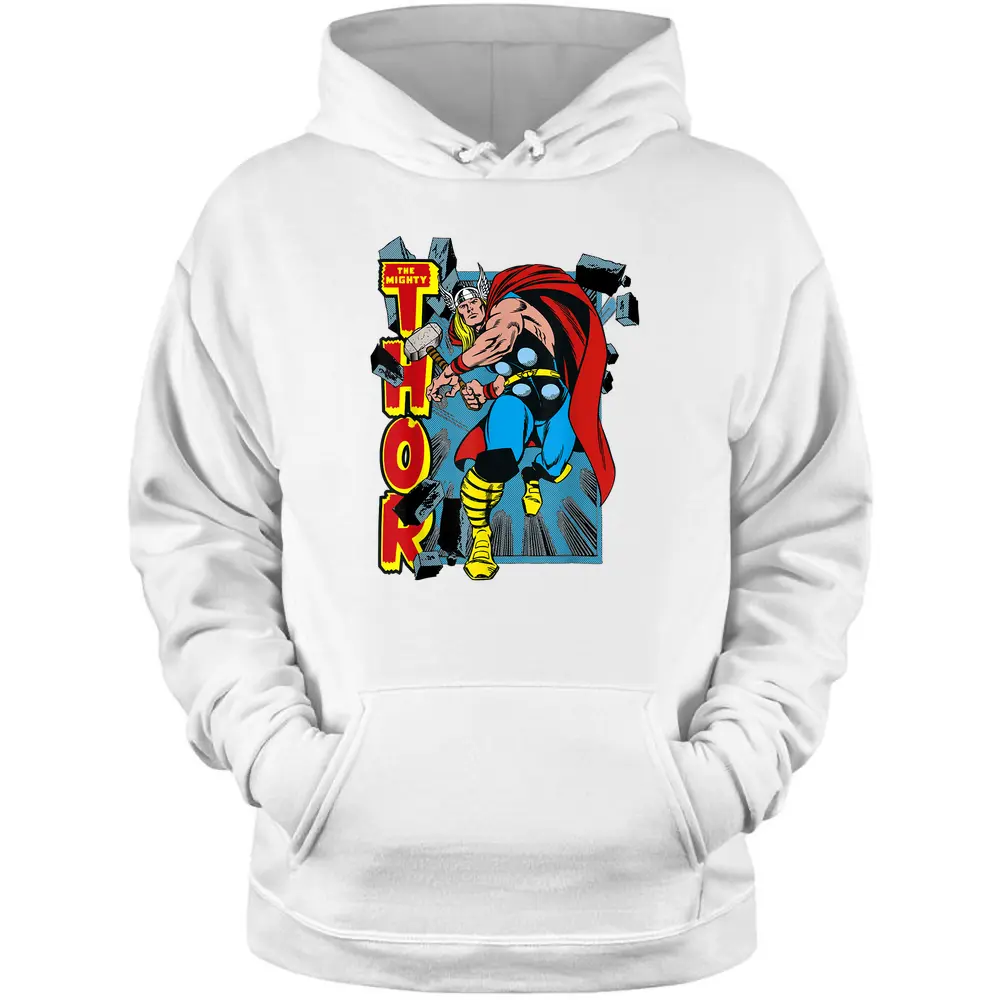 Marvel Classic The Mighty Thor Break Through Poster Style Pullover Hoodie