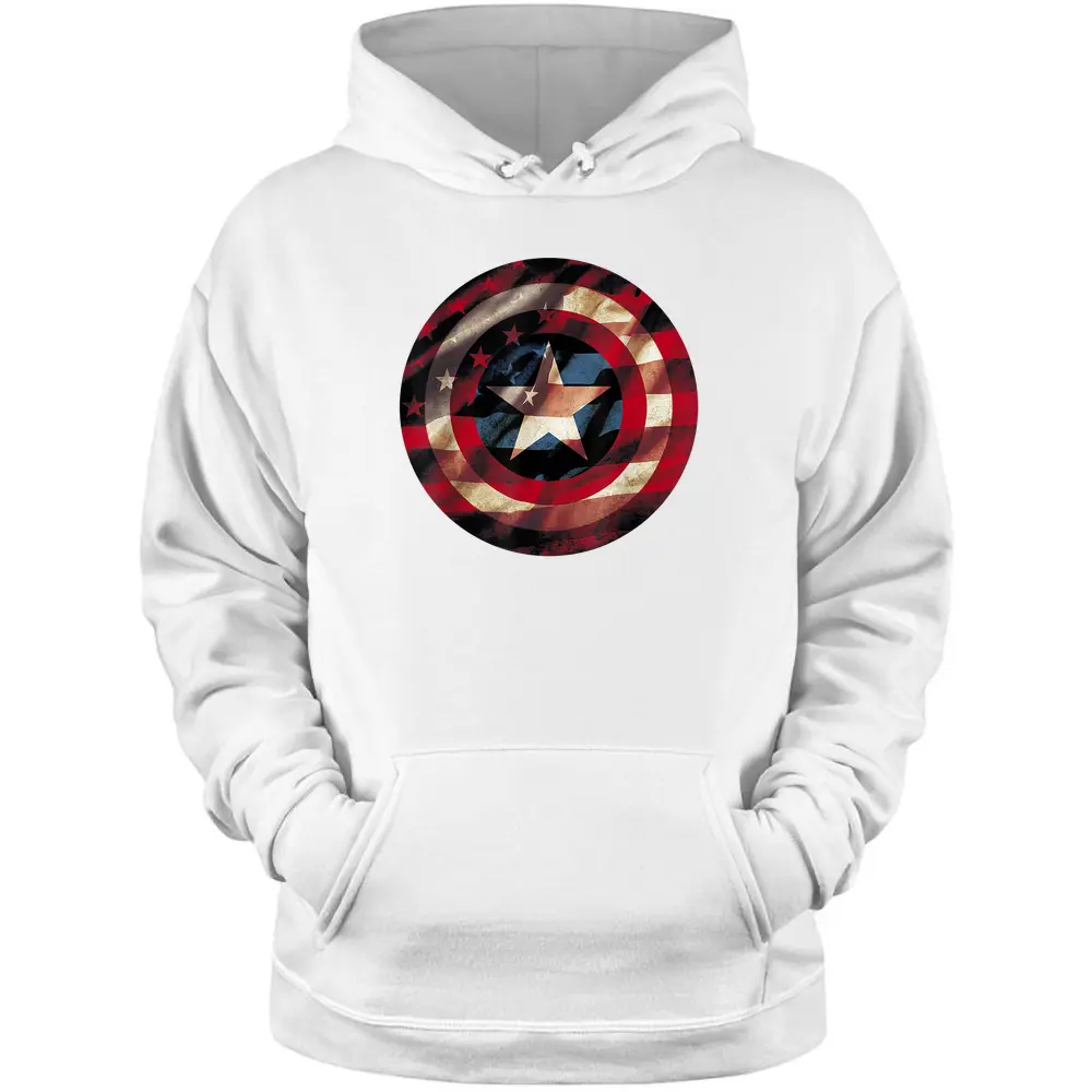 Marvel Comics Captain America Graphic Flag Fill Shield Pullover Hoodie