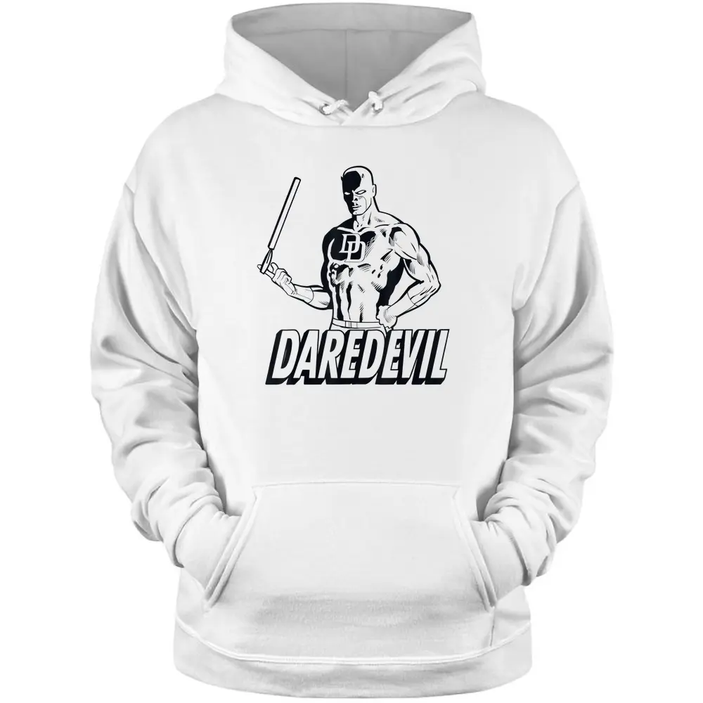 Marvel Daredevil Classic Retro Tonal Lineart Graphic Pullover Hoodie