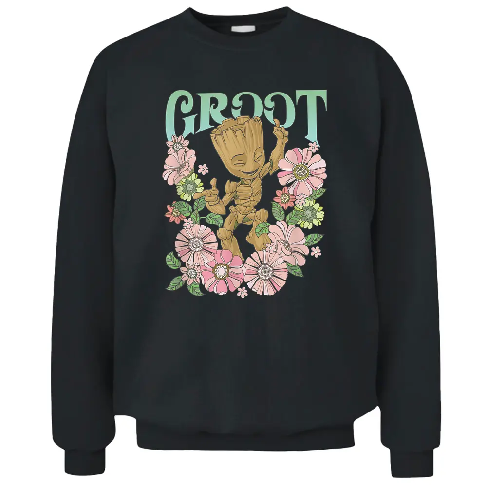 Marvel Guardians Of The Galaxy Groot Floral Dance Poster Pullover Sweatshirt