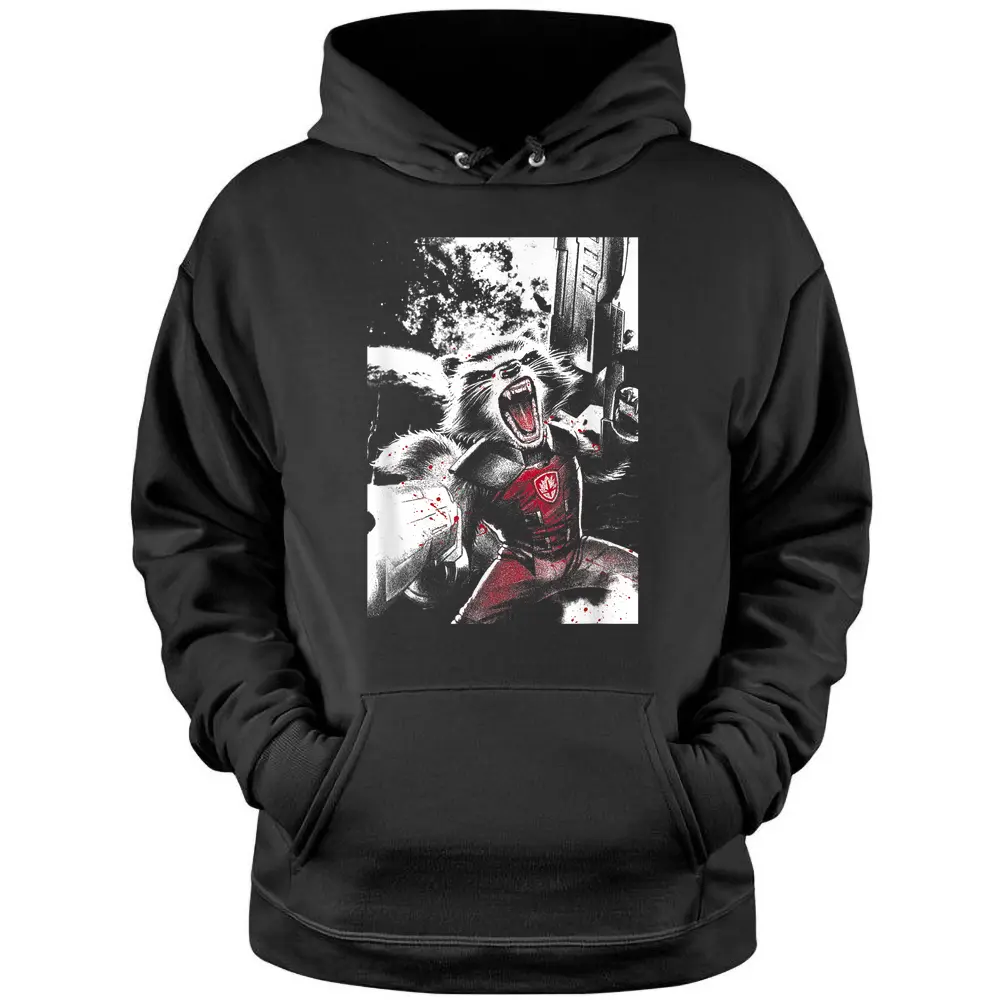 Marvel Guardians Of The Galaxy Rocket Raccoon Roar Poster Pullover Hoodie