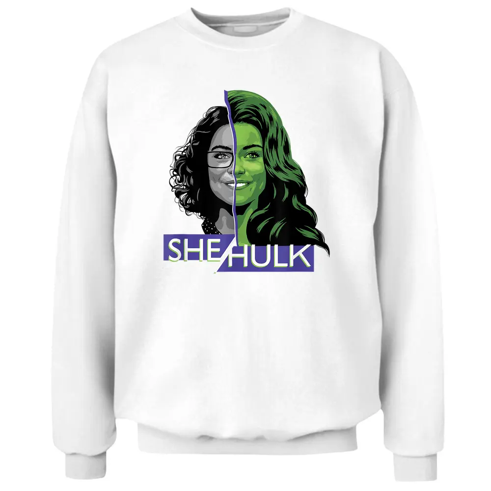 Marvel She-hulk Attorney At Law Split Face Logo Pullover Sweatshirt