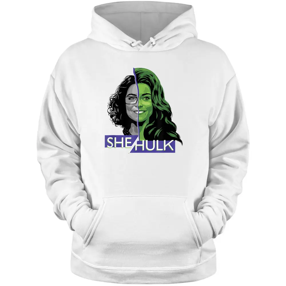 Marvel She-hulk Attorney At Law Split Face Logo Pullover Hoodie