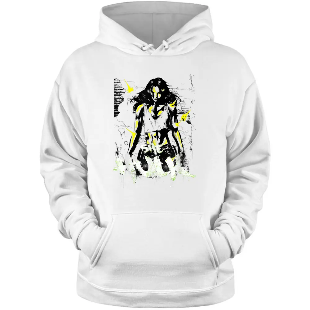 Marvel She-hulk The Savage Green Neon Brick Splat Pullover Hoodie