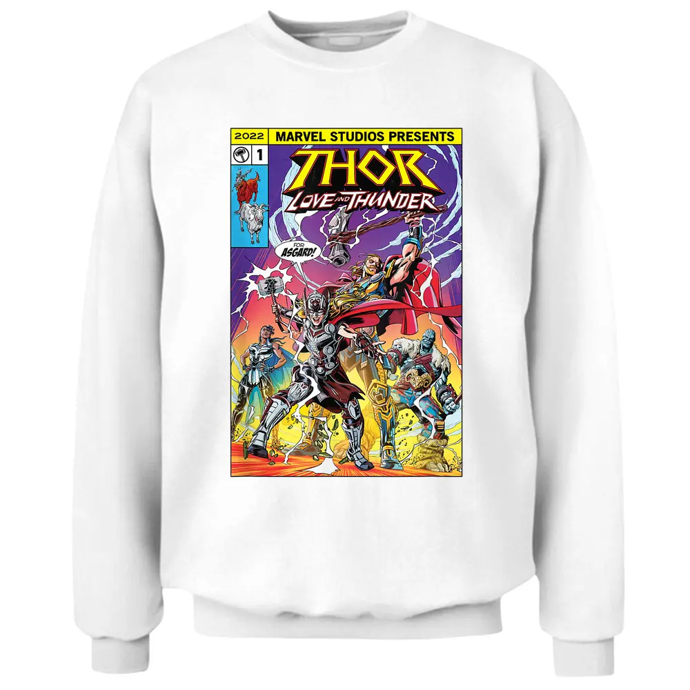 Marvel Thor Love And Thunder Asgard Group Comic Cover Pullover Sweatshirt