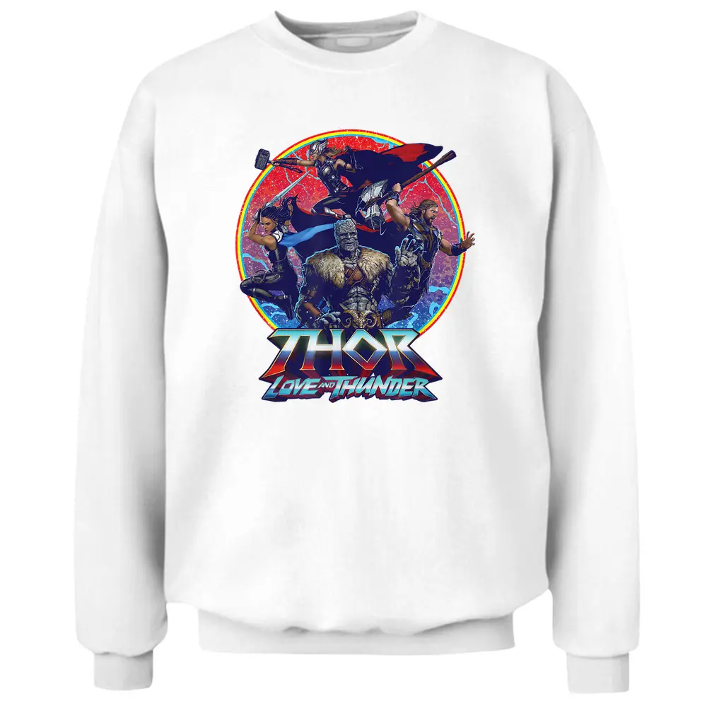 Marvel Thor Love And Thunder Character Badge Pullover Sweatshirt