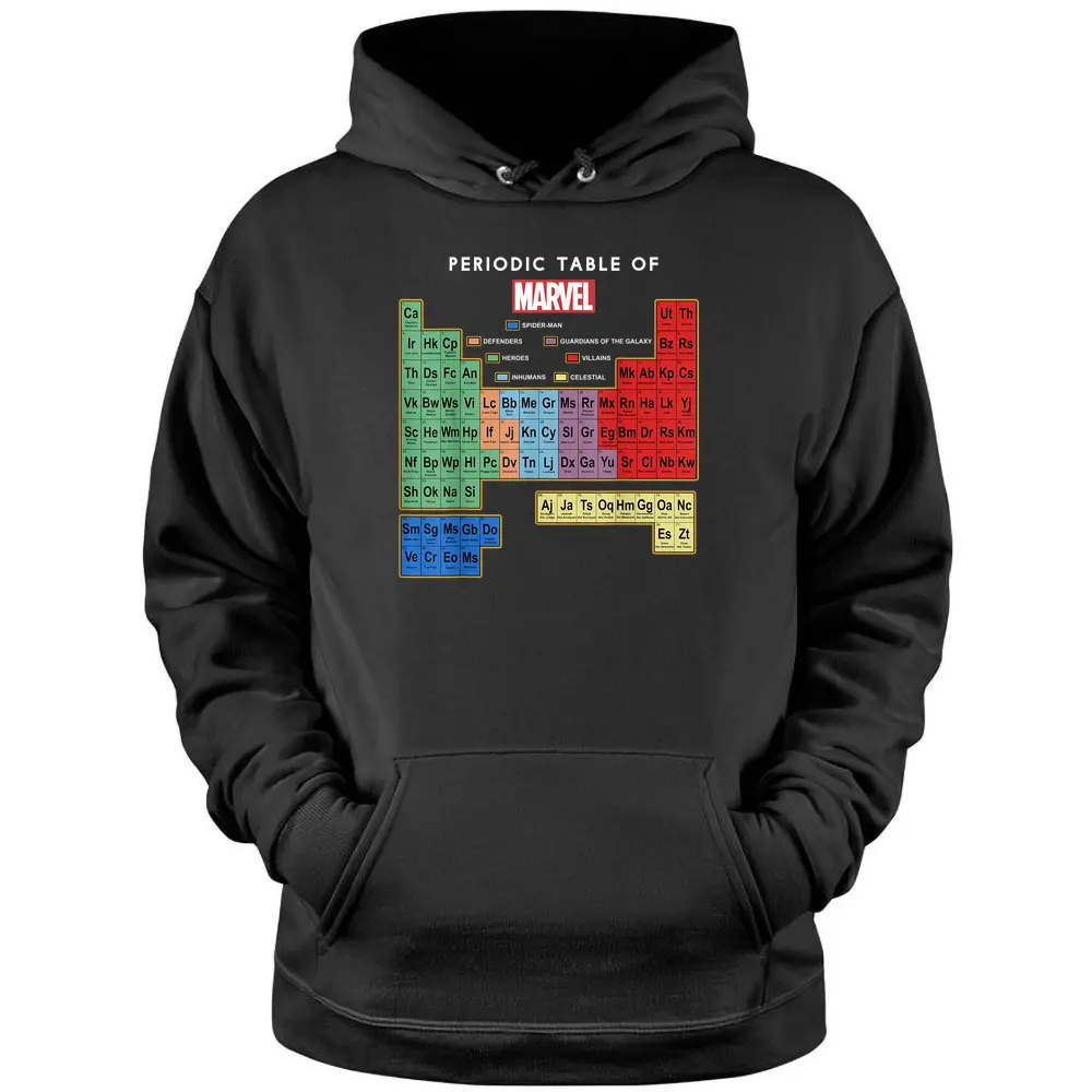 Marvel Ultimate Periodic Table Of Elements Graphic Pullover Hoodie