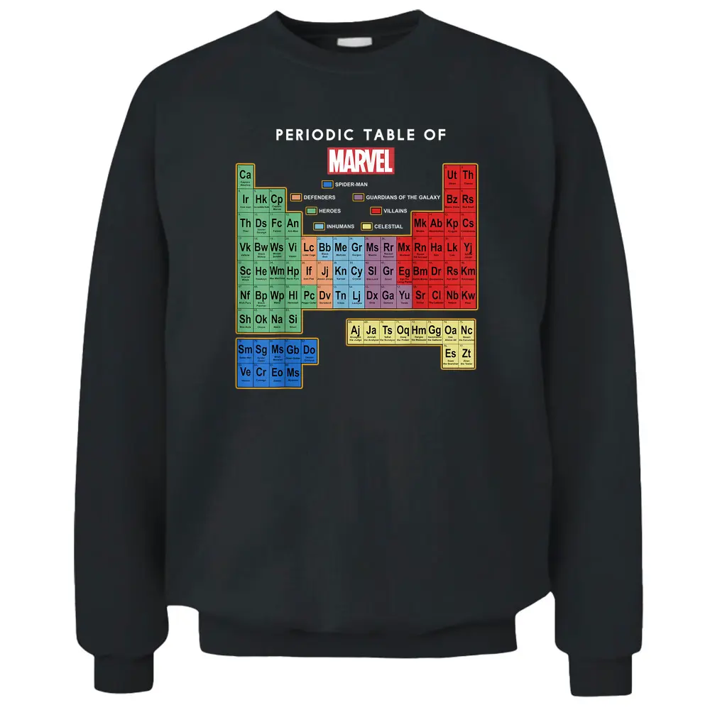 Marvel Ultimate Periodic Table Of Elements Graphic Pullover Sweatshirt