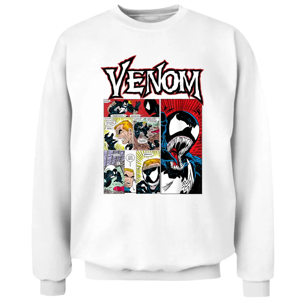 Marvel Venom Classic Retro Comic Panel Art Intro Pullover Sweatshirt