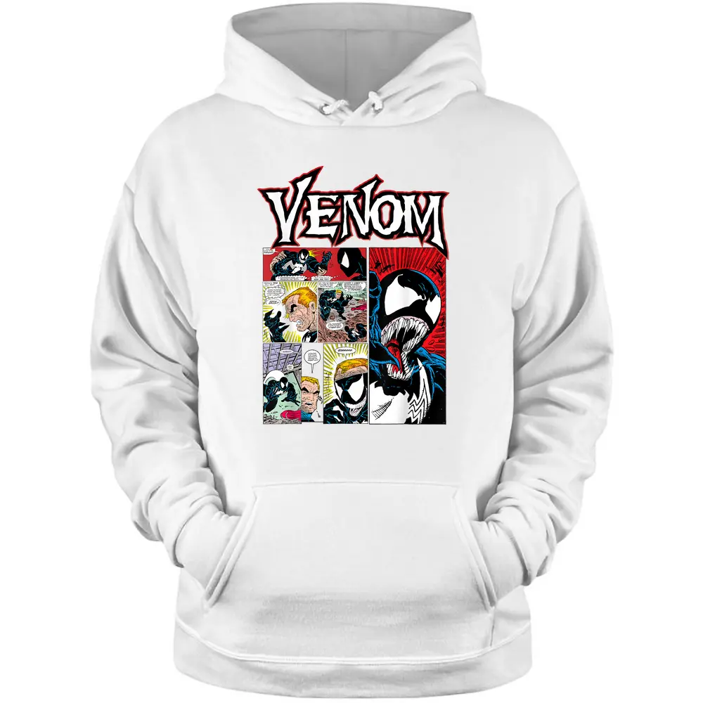 Marvel Venom Classic Retro Comic Panel Art Intro Pullover Hoodie