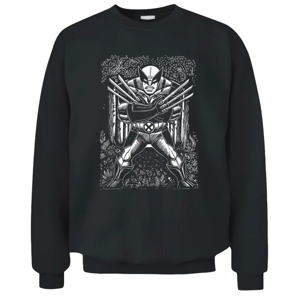 Marvel Wolverine Logan Linocut Black Pullover Sweatshirt