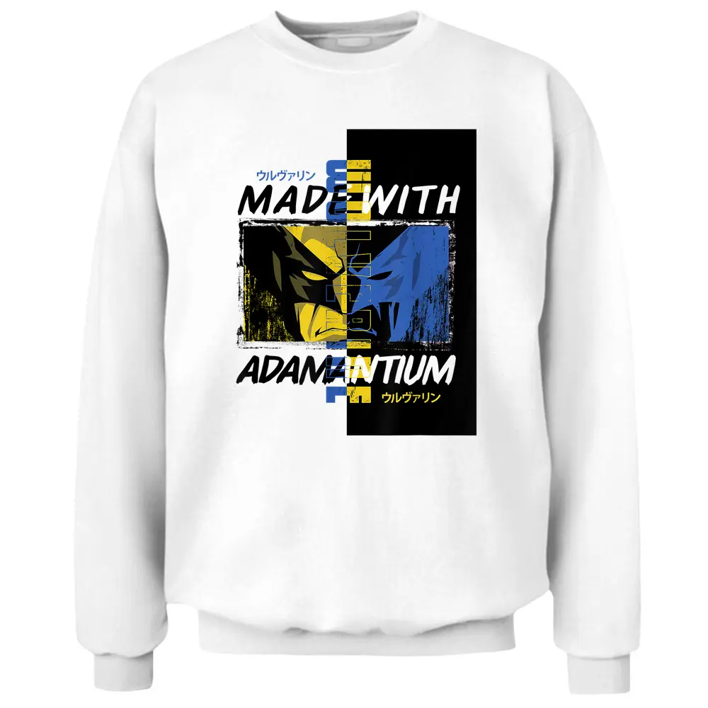 Marvel Wolverine Made With Adamantium Japanese Color Block Pullover Sweatshirt