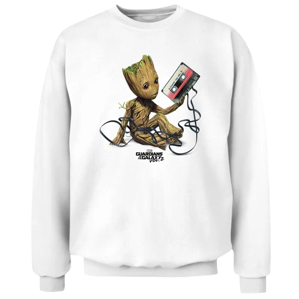 Marvel Womens Crew Marvel Guardians Of The Galaxy Vol 2 Groot Tape Portrait V Neck T Shirt Grey Small Us Pullover Sweatshirt