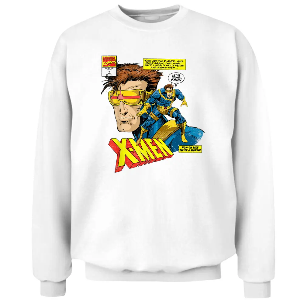 Marvel X-men Cyclops Mutant Distressed Comic Art Pullover Sweatshirt