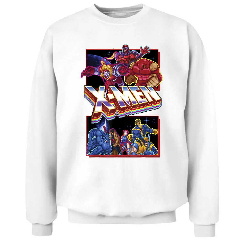 Marvel X-men Retro Video Game Logo Panels Pullover Sweatshirt