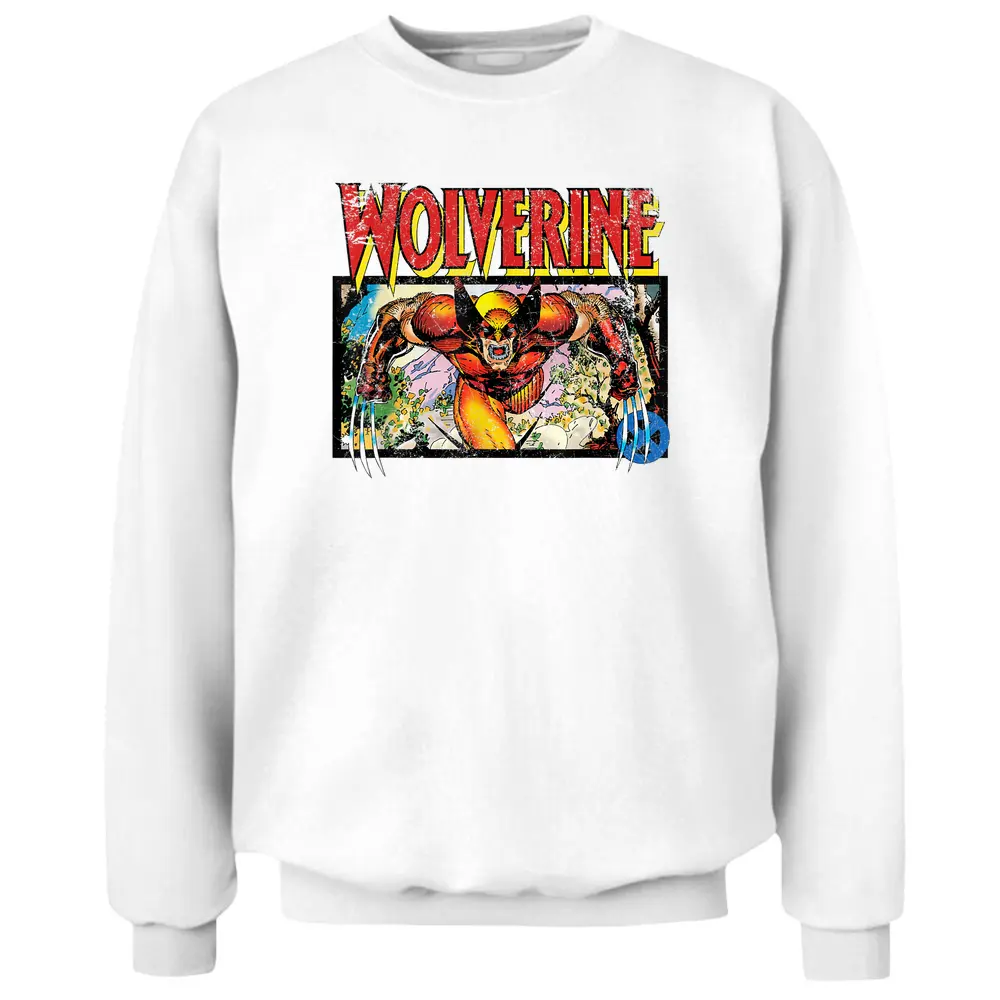 Marvel X-men Retro Wolverine 90s Pullover Sweatshirt