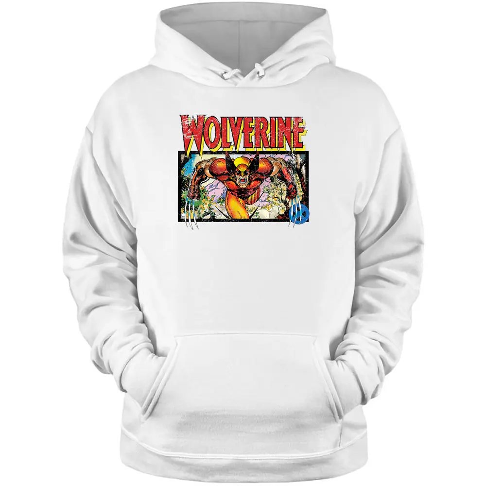 Marvel X-men Retro Wolverine 90s Pullover Hoodie