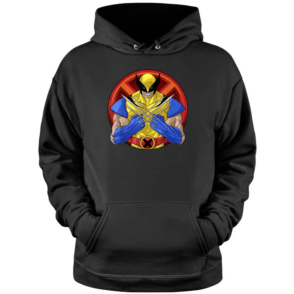 Marvel X-men Wolverine Classic Claw Cross Portrait Pullover Hoodie