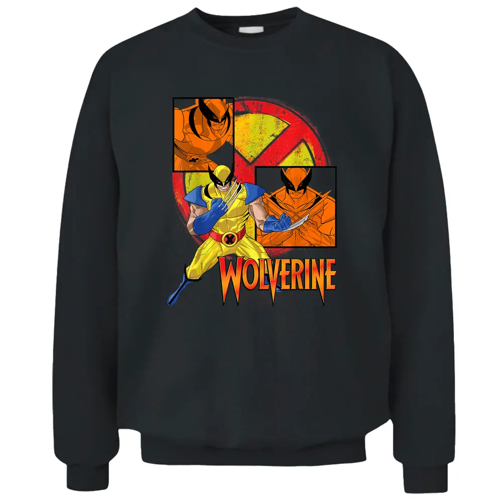 Marvel X-men Wolverine Collage Panel Logo Pullover Sweatshirt