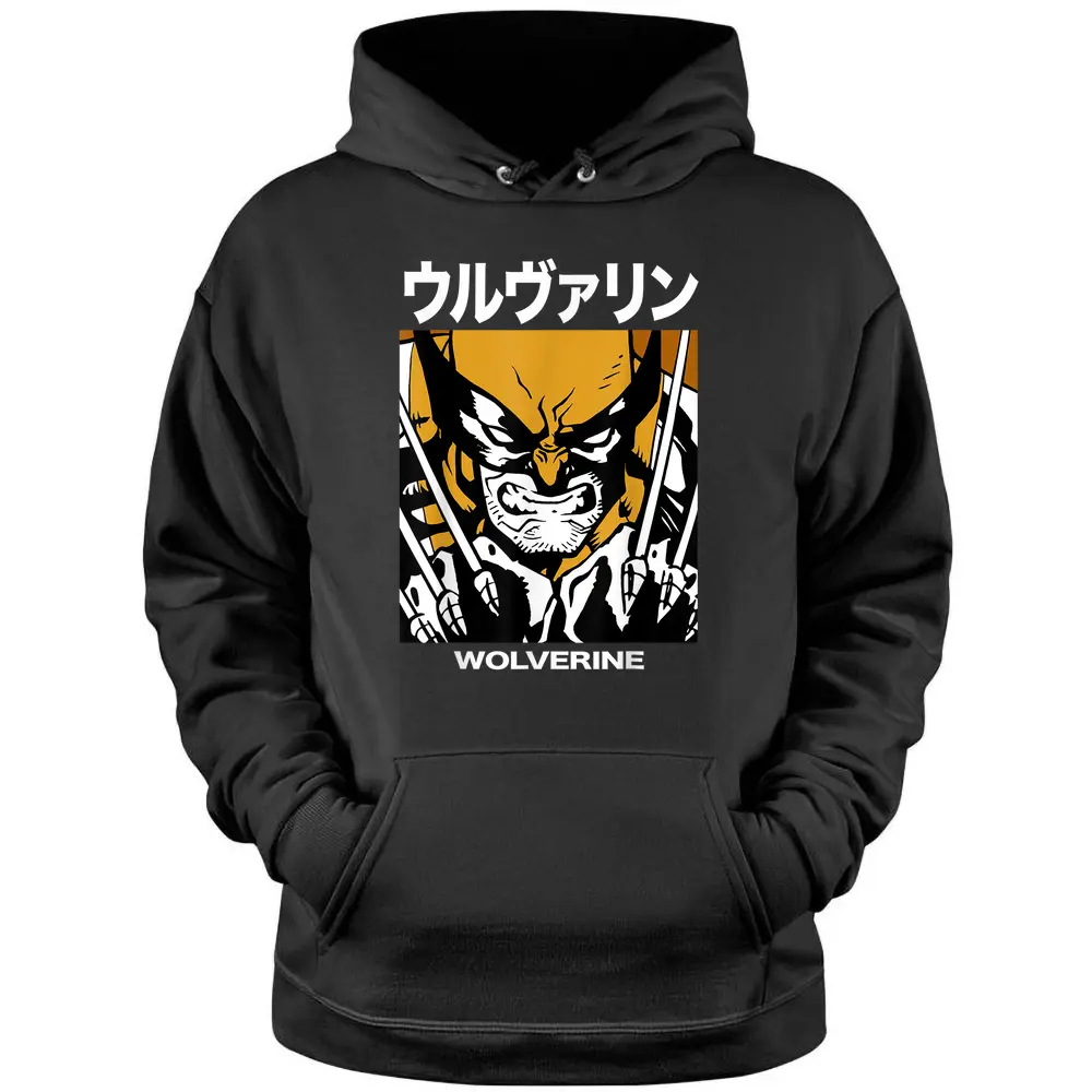 Marvel X-men Wolverine Kanji Blades Pose Graphic T-shirt Pullover Hoodie