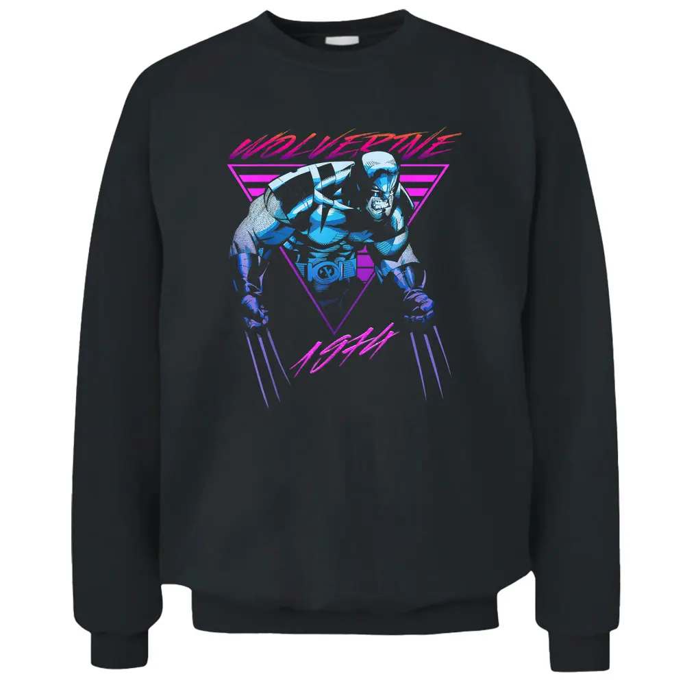 Marvel X-men Wolverine Neon Retro Logan Pullover Sweatshirt