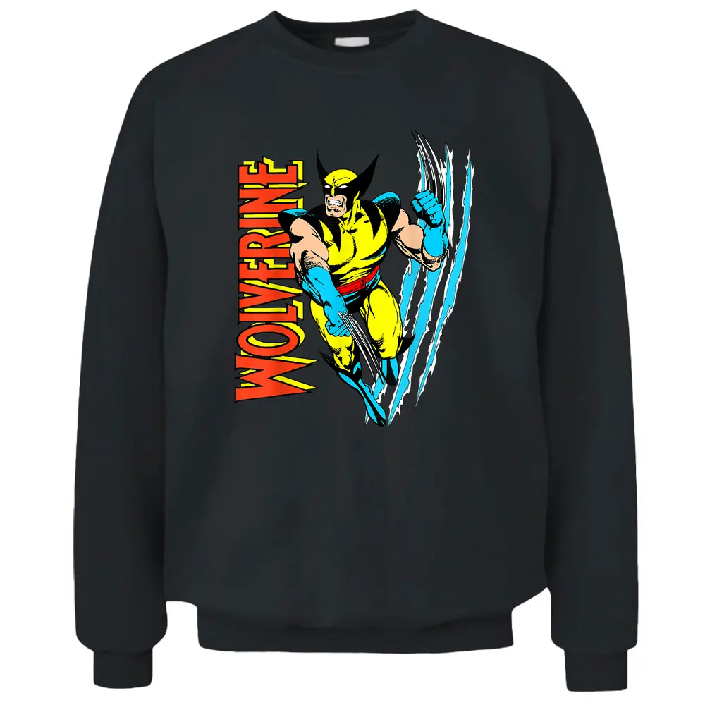 Marvel X-men Wolverine Vintage Claw Slice Graphic Pullover Sweatshirt