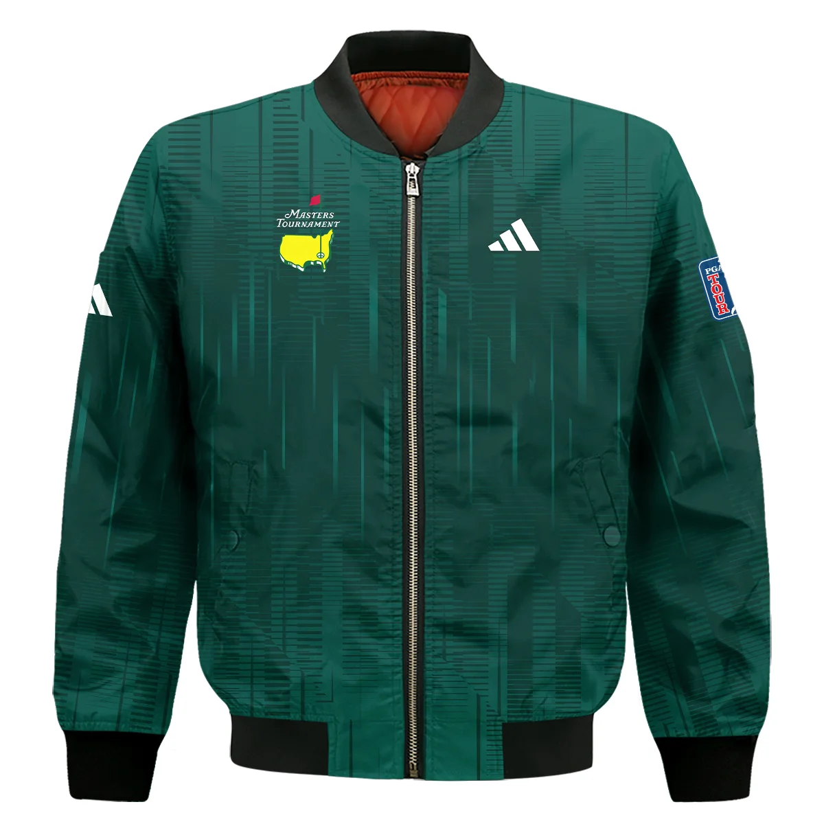 Masters Tournament Adidas Dark Green Gradient Stripes Pattern Style Classic Quarter Zipped Sweatshirt