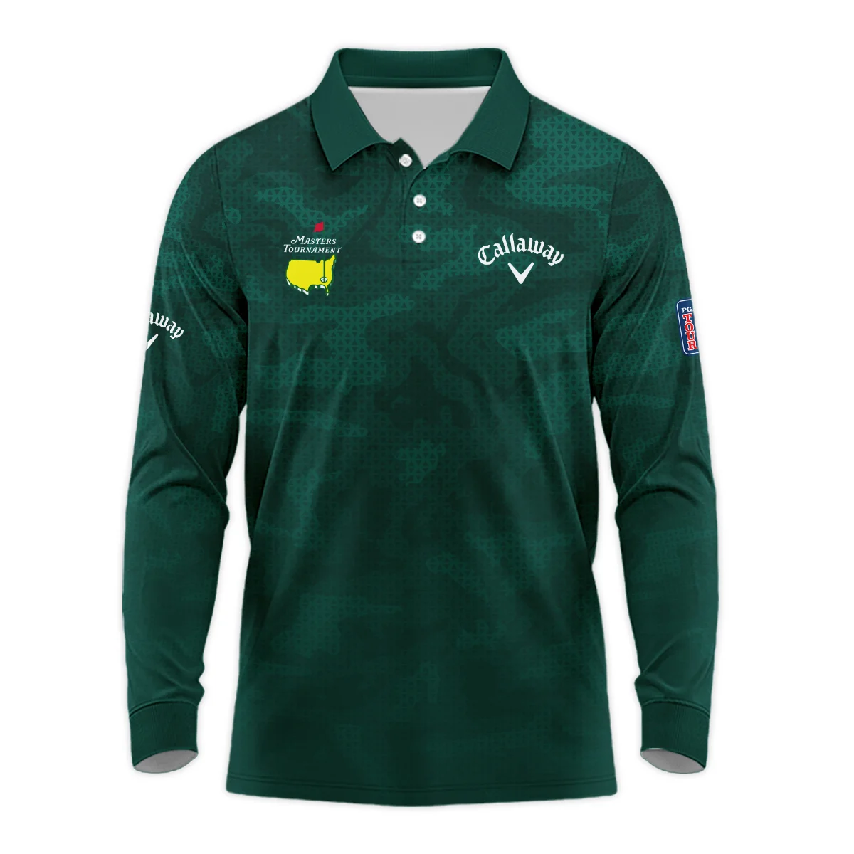 Masters Tournament Callaway Camo Sport Green Abstract Long Polo Shirt Style Classic Long Polo Shirt For Men