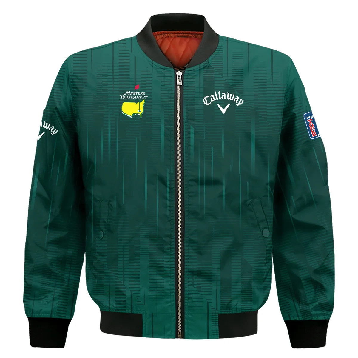Masters Tournament Callaway Dark Green Gradient Stripes Pattern Bomber Jacket Style Classic Bomber Jacket