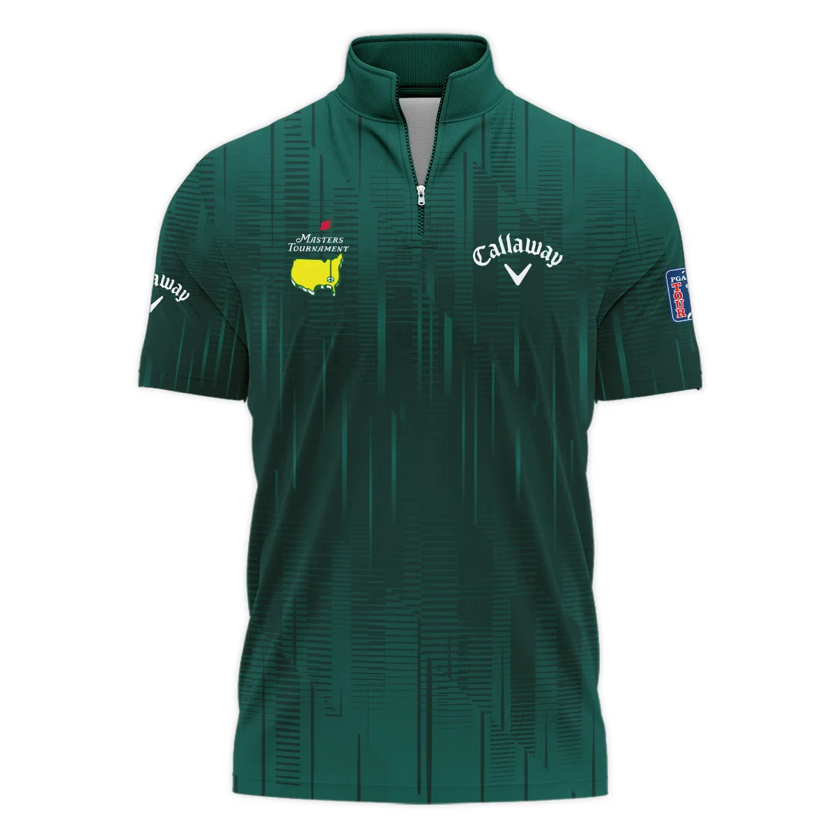 Masters Tournament Callaway Dark Green Gradient Stripes Pattern Long Polo Shirt Style Classic Long Polo Shirt For Men