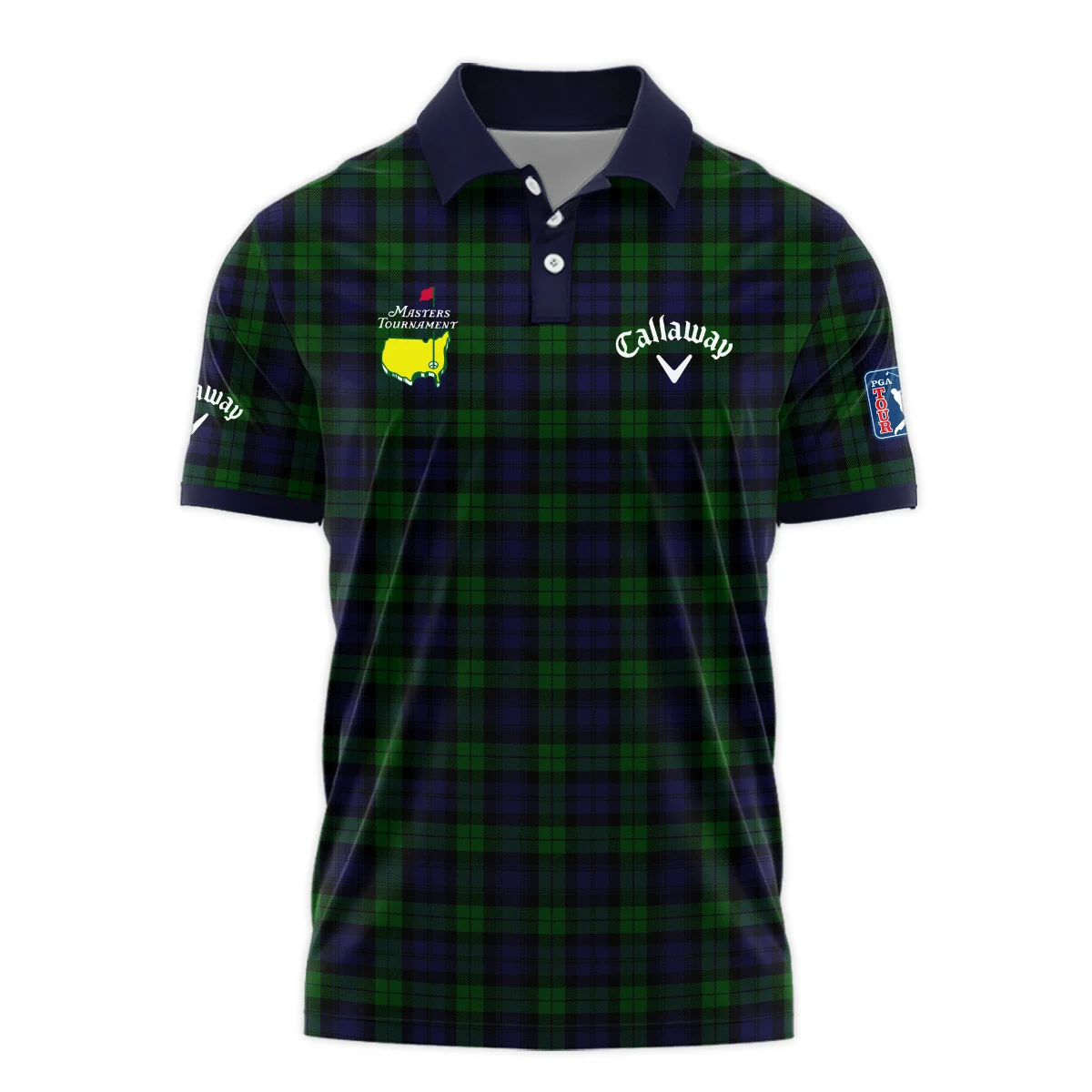 Masters Tournament Callaway Golf Long Polo Shirt Sports Green Purple Black Watch Tartan Plaid All Over Print Long Polo Shirt For Men