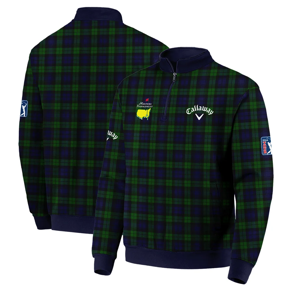 Masters Tournament Callaway Golf Quarter-Zip Jacket Sports Green Purple Black Watch Tartan Plaid All Over Print Quarter-Zip Jacket