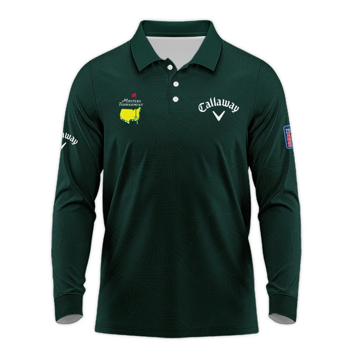 Masters Tournament Callaway Pattern Sport Jersey Dark Green Long Polo Shirt Style Classic Long Polo Shirt For Men