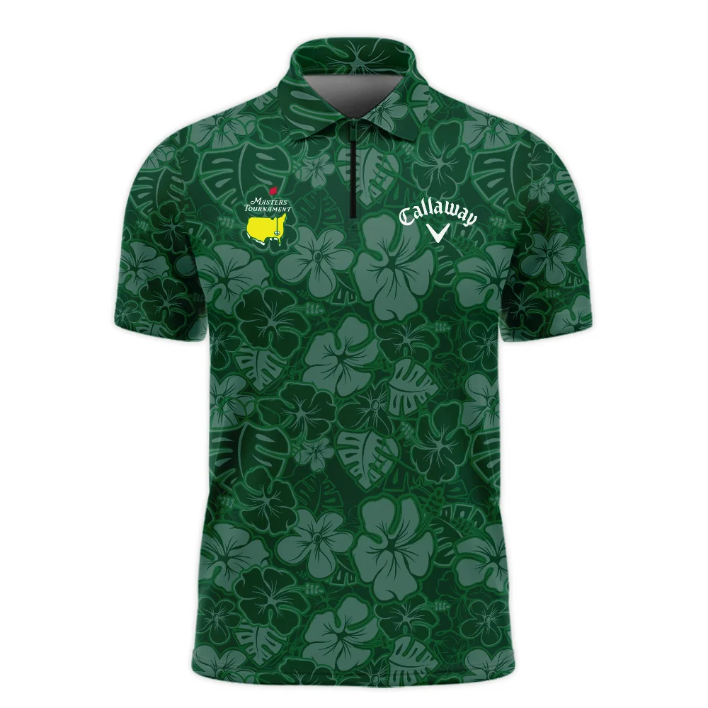 Masters Tournament Callaway Tileable Seamless Hawaiian Pattern Zipper Polo Shirt Style Classic Zipper Polo Shirt For Men