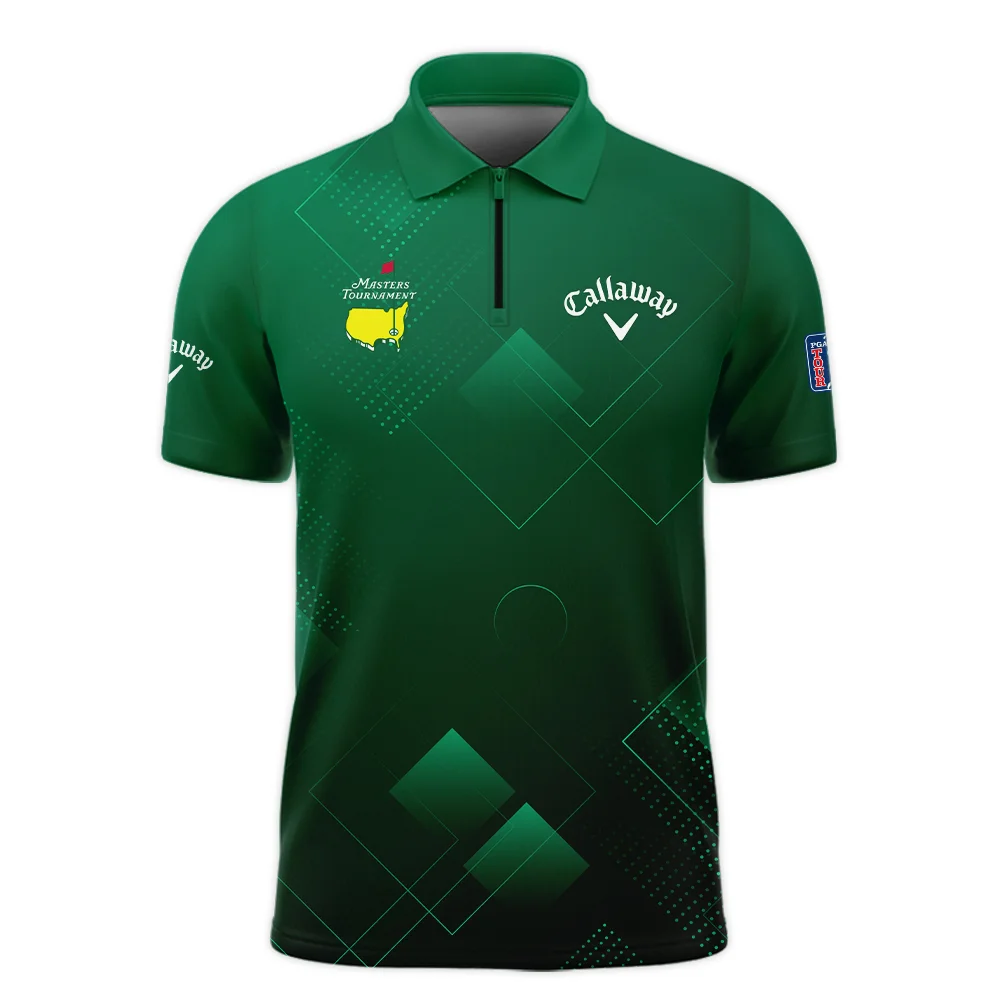 Masters Tournament Callaway Zipper Polo Shirt Golf Sports Green Abstract Geometric Zipper Polo Shirt For Men