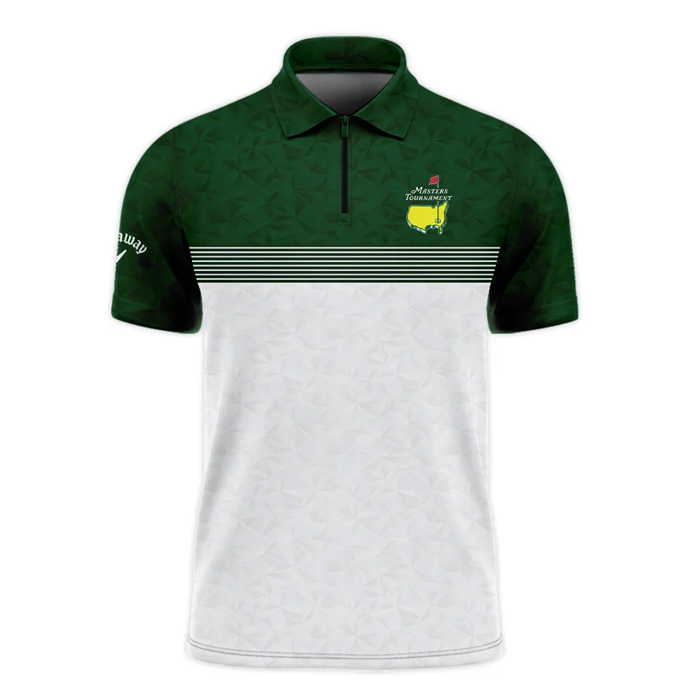 Masters Tournament Callaway Zipper Polo Shirt White Pattern White Geometric Abstract Polygon Shape Zipper Polo Shirt For Men