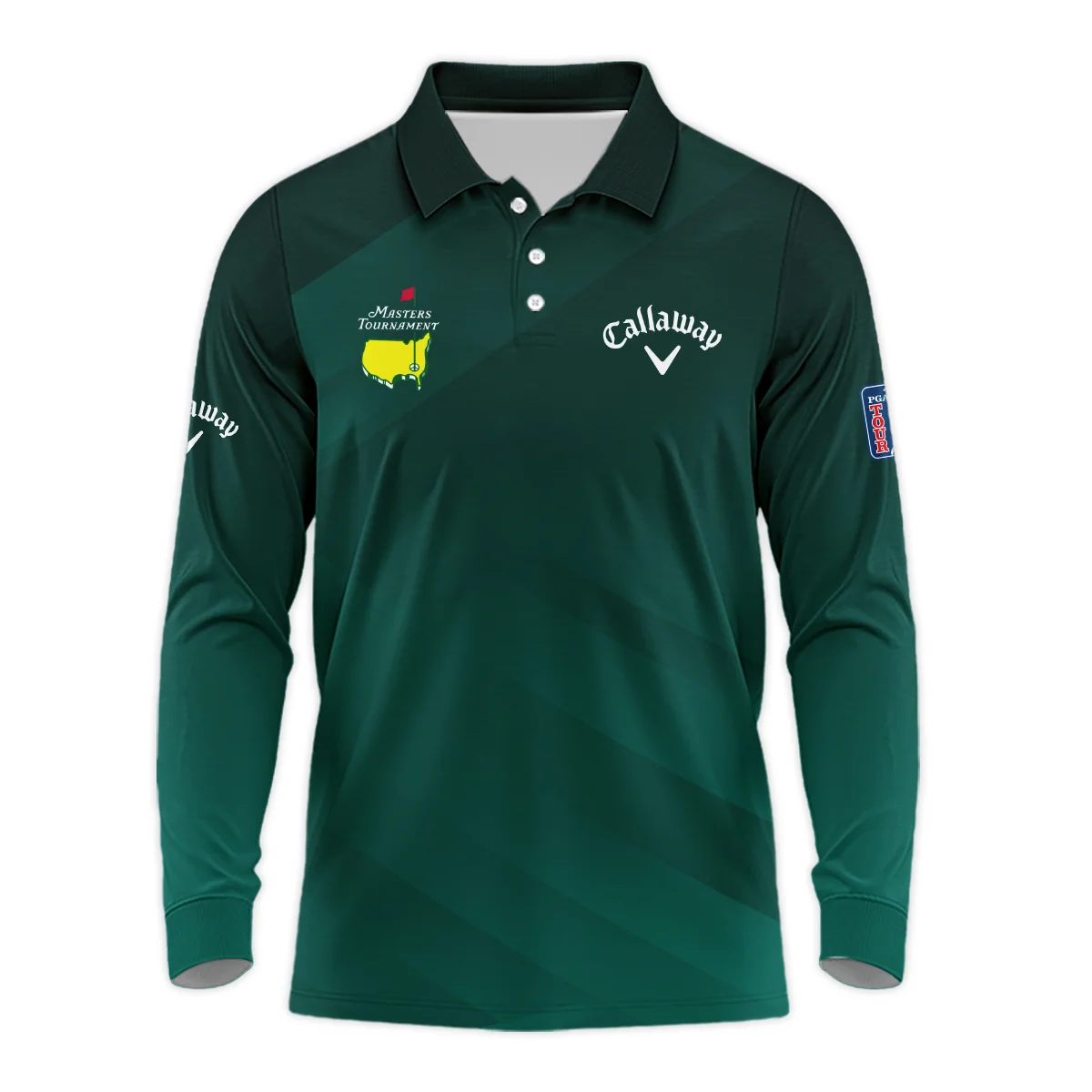 Masters Tournament Dark Green Gradient Golf Sport Callaway Zipper Polo Shirt Style Classic Zipper Polo Shirt For Men