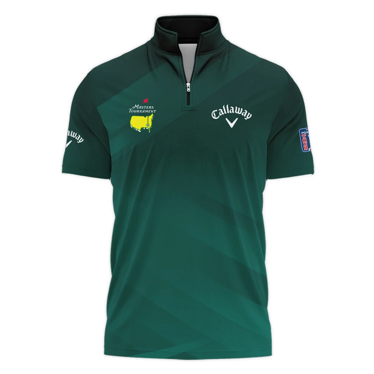 Masters Tournament Dark Green Gradient Golf Sport Callaway Zipper Polo Shirt Style Classic Zipper Polo Shirt For Men