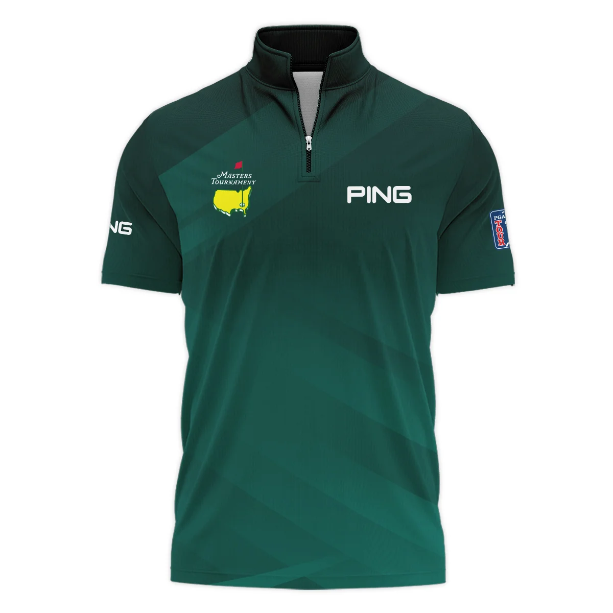 Masters Tournament Dark Green Gradient Golf Sport Ping Zipper Polo Shirt Style Classic Zipper Polo Shirt For Men