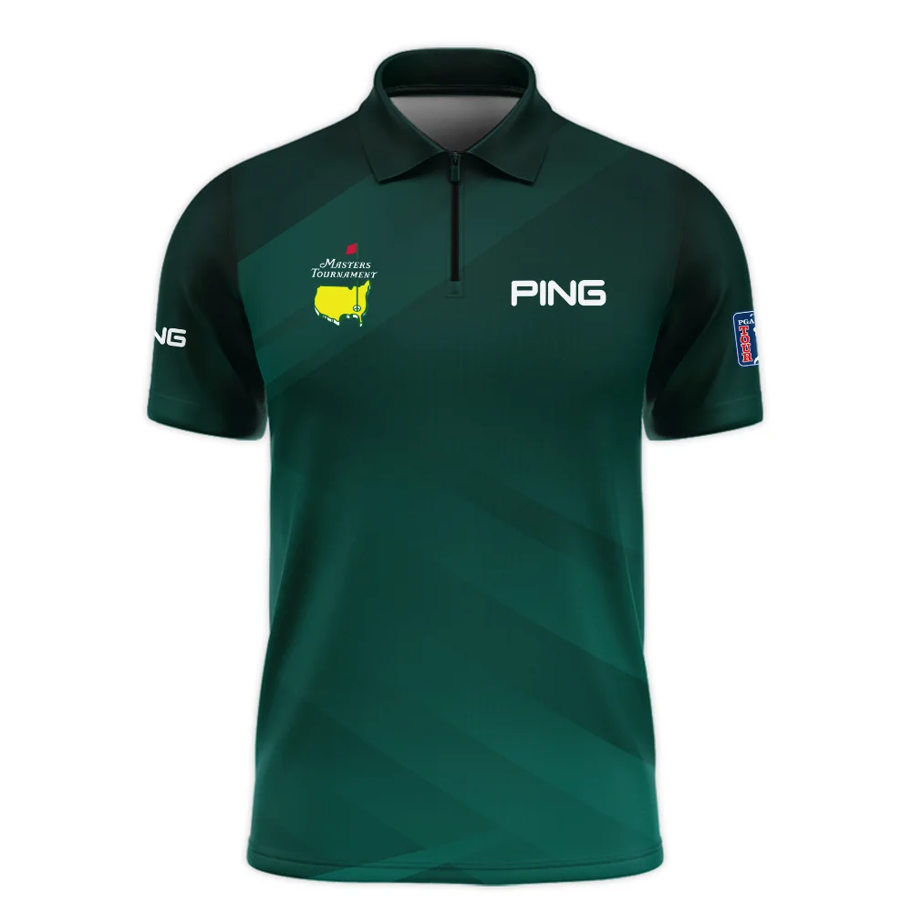Masters Tournament Dark Green Gradient Golf Sport Ping Style Classic, Short Sleeve Polo Shirts Quarter-Zip Casual Slim Fit Mock Neck Basic