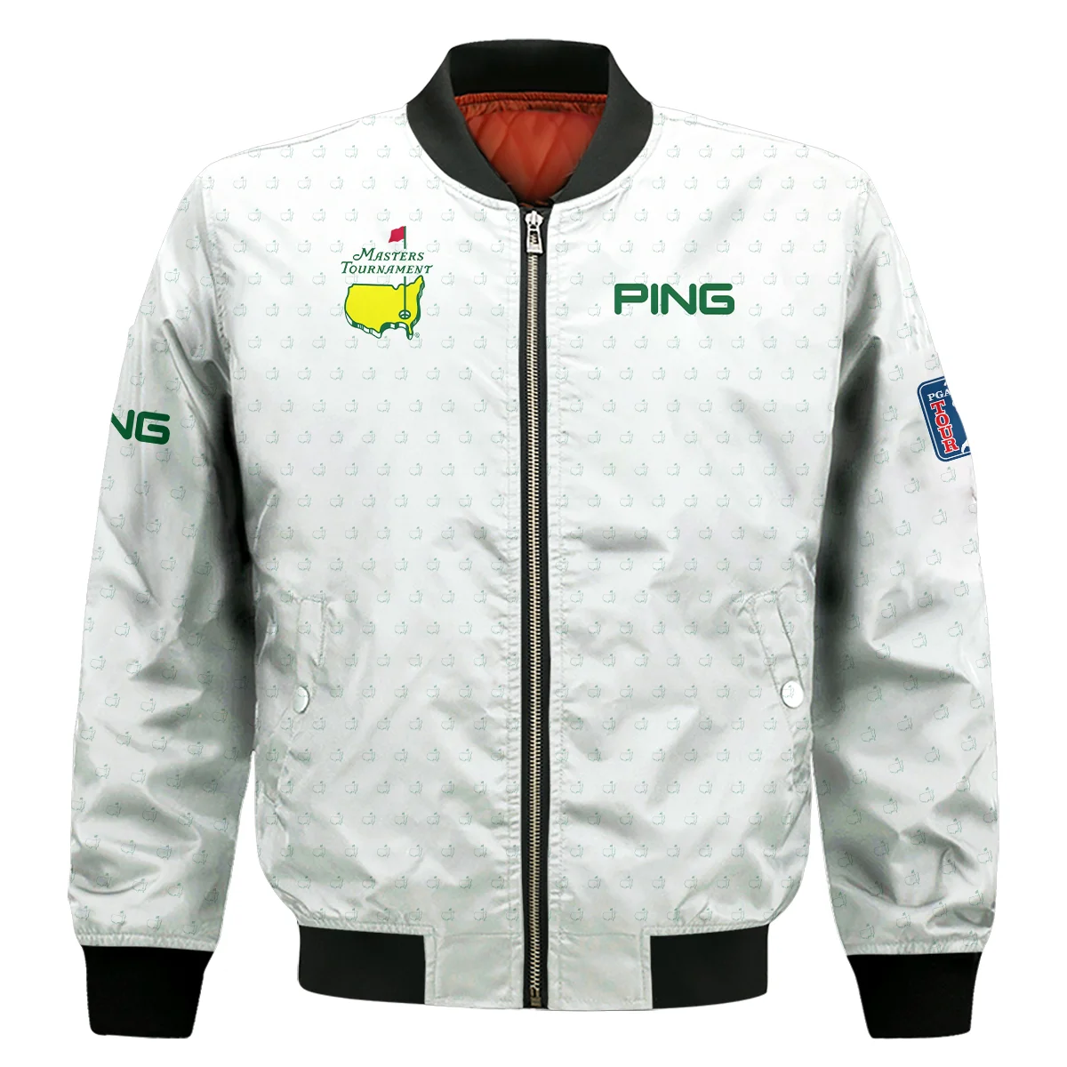 Golf Sport Masters Tournament Ping Quarter-Zip Jacket Sports Logo Pattern White Green Quarter-Zip Jacket
