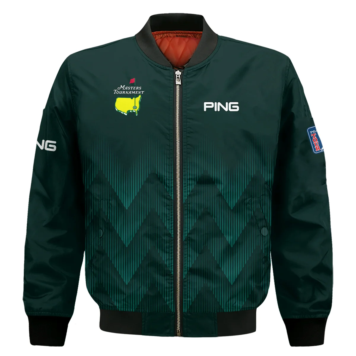 Masters Tournament Golf Ping Bomber Jacket Zigzag Pattern Dark Green Golf Sports All Over Print Bomber Jacket