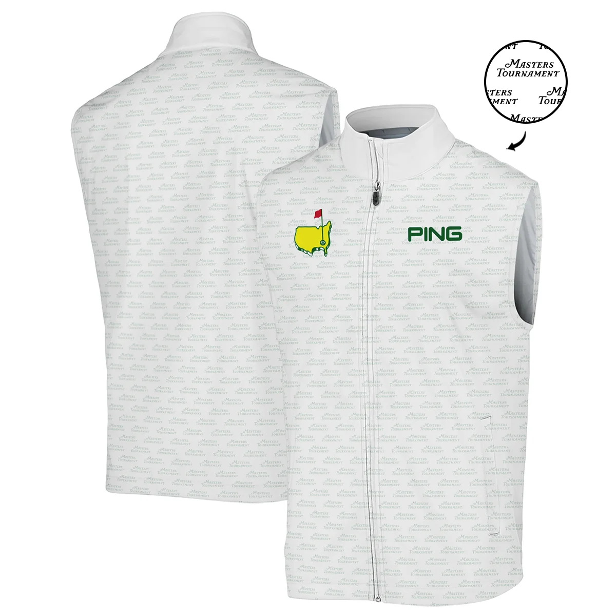 Masters Tournament Golf Ping Bomber Jacket Logo Text Pattern White Green Golf Sports All Over Print Bomber Jacket