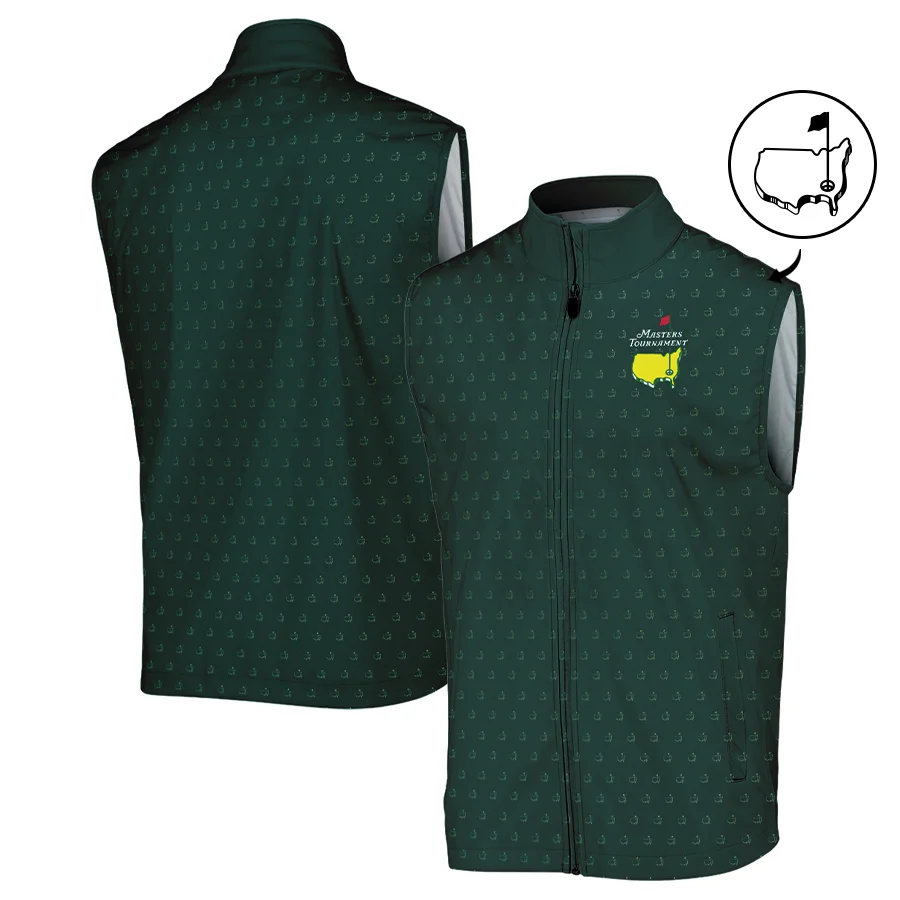 Masters Tournament Golf Zipper Polo Shirt Pattern Cup Dark Green Zipper Polo Shirt For Men